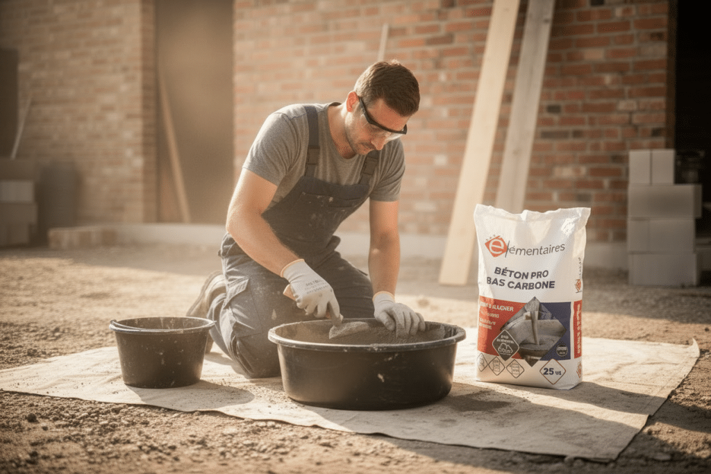 Mortiers et bétons bas carbone Les Élémentaires France Matériaux chantiers professionnels
