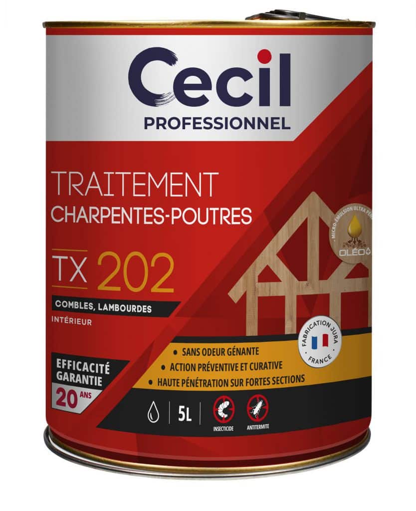 produit cecil professionnel traitement bois intérieur charpentes et poutres tx 202